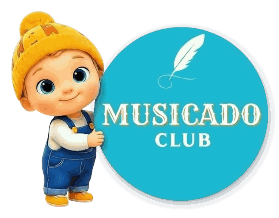 Tom abraçando o logo do Musicado Club